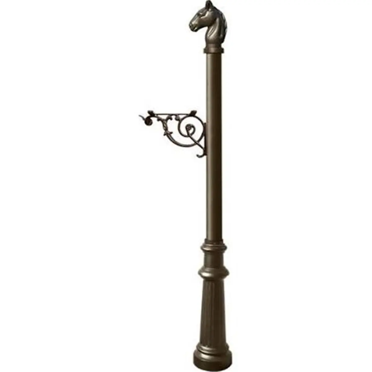 Lewiston LPST-801-E1-BZ E1 Economy Mailbox System with Fluted Base & Horsehead Finial, Bronze