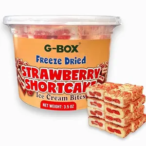 G-BOX Freeze Dried Ice Cream| Crunch Strawberry Shortcake Ice Cream Bites - Perfect for Camping, Outdoor, and Party - Air-tight Sealed in a Deli Container (3.5 OZ Strawberry Shortcake)