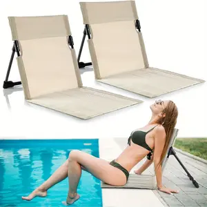 Father'S Day Gift Karenhi 2pcs Foldable Seat For Poolside Chairs Foldable Pool Chair Portable Flip Chairs For Poolside Beach Camping Picnic Tailgate Pool Accessories Pool Seats For Edge Of Pool(Light Beige)