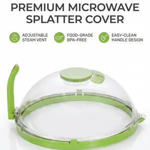 Christmas Kitchen Essential UFORU Microwave Splatter Cover 10" Clear with Water Steamer