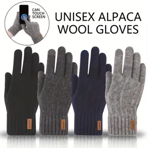 One Pair Alpaca Wool Warm Touch Screen Gloves for Winter Office, Long Trip, Cycling-Ideal Choice for Gift Giving, Touchscreen Gloves