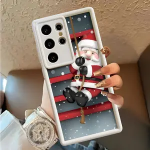 Christmas Santa Claus Gifts Pattern TPU Phone Case for Samsung Galaxy S23 Ultra S24 Plus S25 S22+ Shockproof Non Slip Military-Grade Protection Silicone Cover Smartphone Casing
