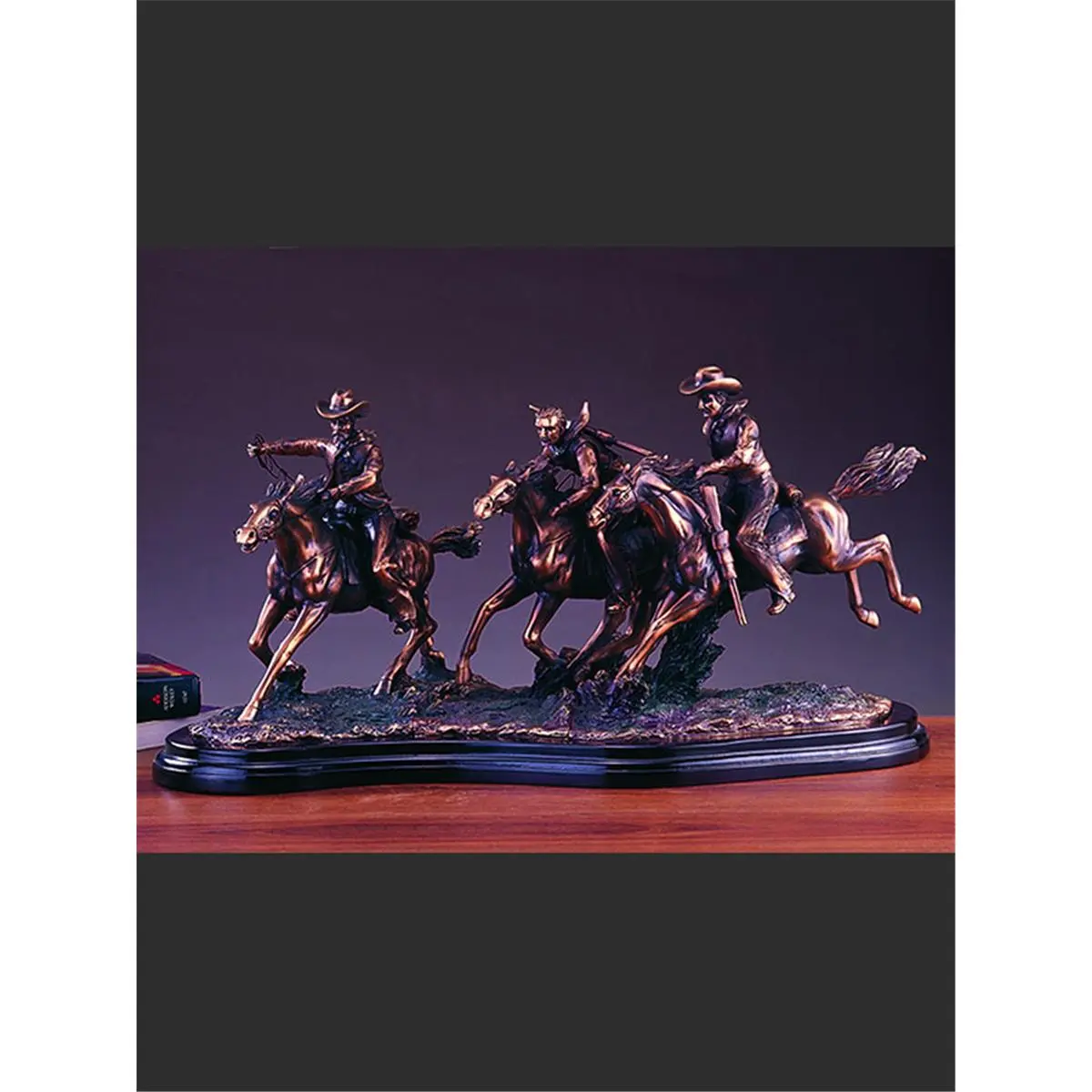 212 MAIN 3-Piece Western Cowboy Silhouette Collectible Figurine Set - 22x11.5 in Indoor Home Decoration, Sculpture Desk Decor, Home Supplies Statue Ornament
