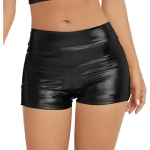 Women's Metallic Rave Booty Shorts Shiny High Waisted Bottoms for Dance Festival in Variety of Colors Above The Knee Summer Shorts Valentine's Day Gift