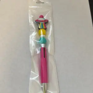 Four Ink Clicker Writing Pens with Colorful Beads and Fun  for Kids and Adults