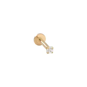CZ Prong Flat Back Stud | 14K | Single