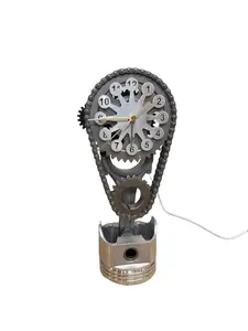 Ford Clock 351 Mustang Timing Chain Motorized Rotating Gear Stainless Steel Face Set Aluminium Decor