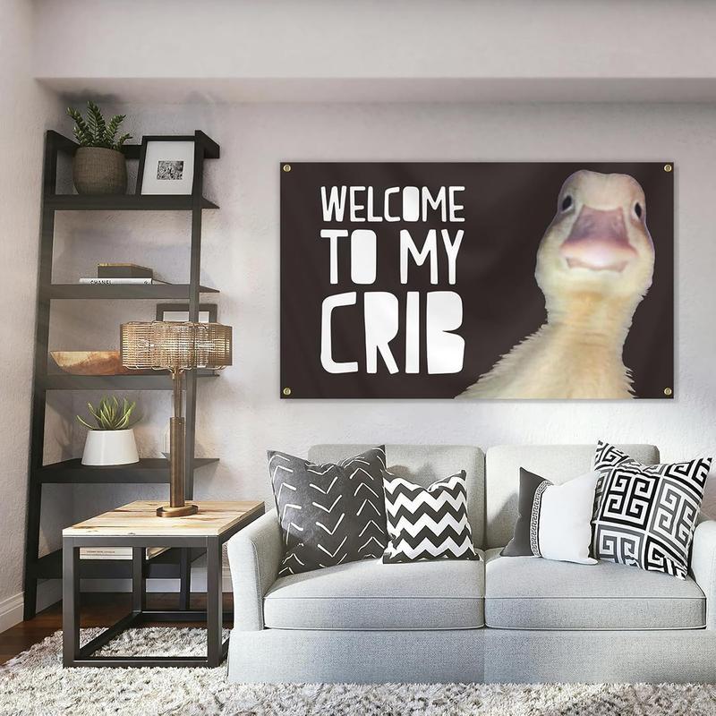 Welcome to My Crib 3x5Ft Flag Funny Banner Party Supplies Yard Tapestry for College Room Man Cave Teen Boys and Girls Wall Hanging Decoration Flags