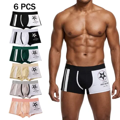 Men's Low-Rise Breathable Cotton Stretch Boxer Briefs 6-Pack - Cotton Training Underwear, Activewear for Workout & Casual Daily Wear