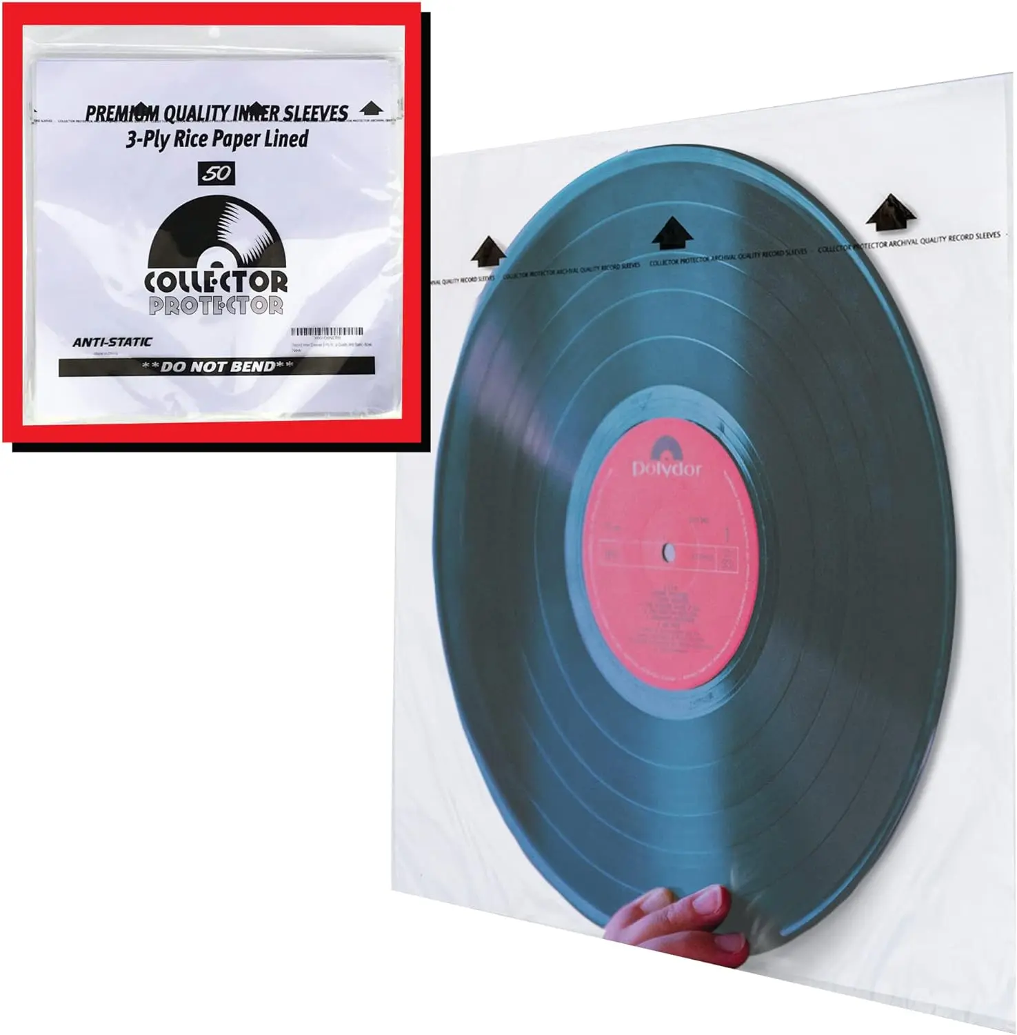 Collector Protector Sleeves For Vinyl Record Storage | Anti Static Record Sleeves with Archival Paper Protection from Dust & Scratches | 50-Pack Inner Protective Sleeves for 12” Albums