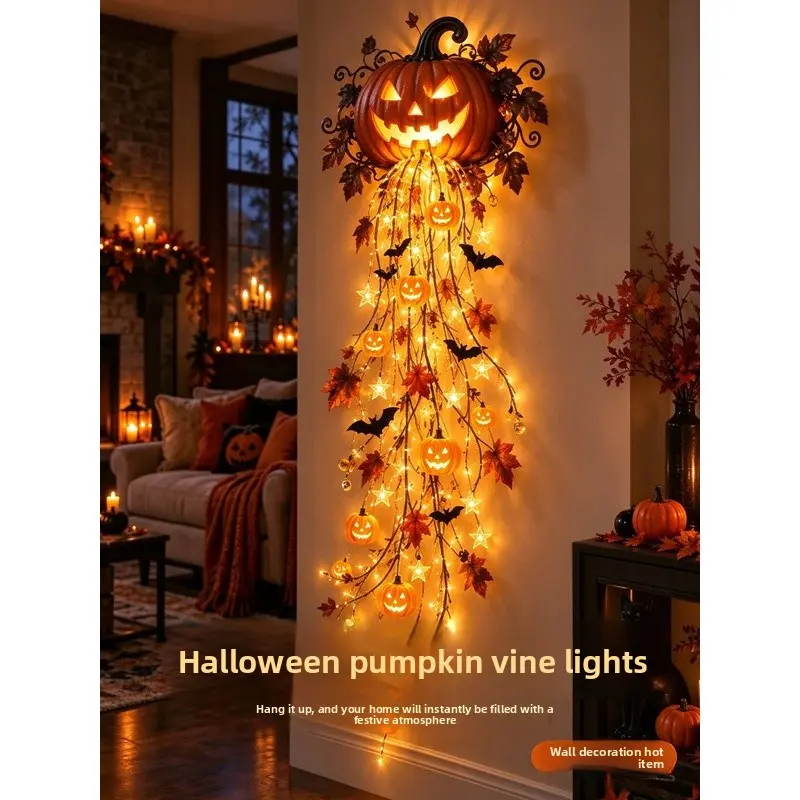 Halloween Ghost Tulle Hanging Light, Ghost Shape Wall Decor with String Lights Star Moon Crystal Ornament, Home Yard Party Wall Hanging Decoration