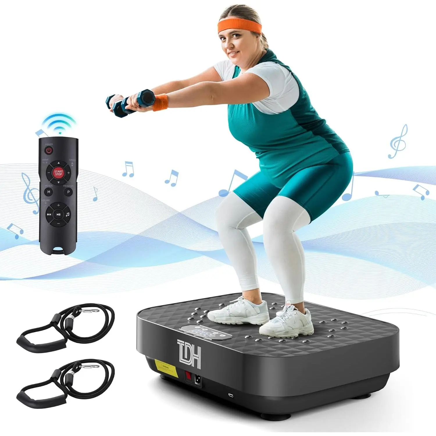 Vibration Plate Exercise Machine, Power Plate Vibration Platform for Weight Loss,Vibrating Plate for Lymphatic Drainage, Shaping Toning with Resistance Band,Home Gym