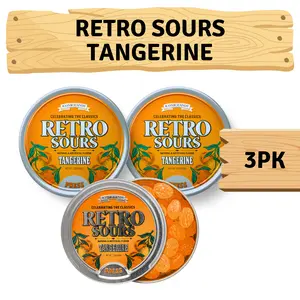 Retro Sours Tangerine Tin - 2.12oz Hard Tangy Candy - Tangerine Flavor - 3 Pack Gift Set nostalgic candy