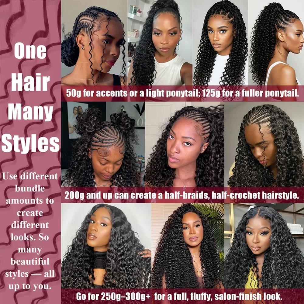 Truelian Crochet Hair Burmese Curly Human Hair Extensions Miracle Knots Pre-Separated 50g/Pack Knotless Boho Braids,5-6 Packs for Full Head