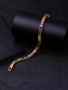 Artificial Zircon Decorated Bracelet, Fashionable Rhinestone Decorated Bracelet for Women & Men, Trendy All-match & Exquisite Jewelry for Birthday Gift, Elegant Jewelry Bracelet, Rhinestone Bangle Bracelet