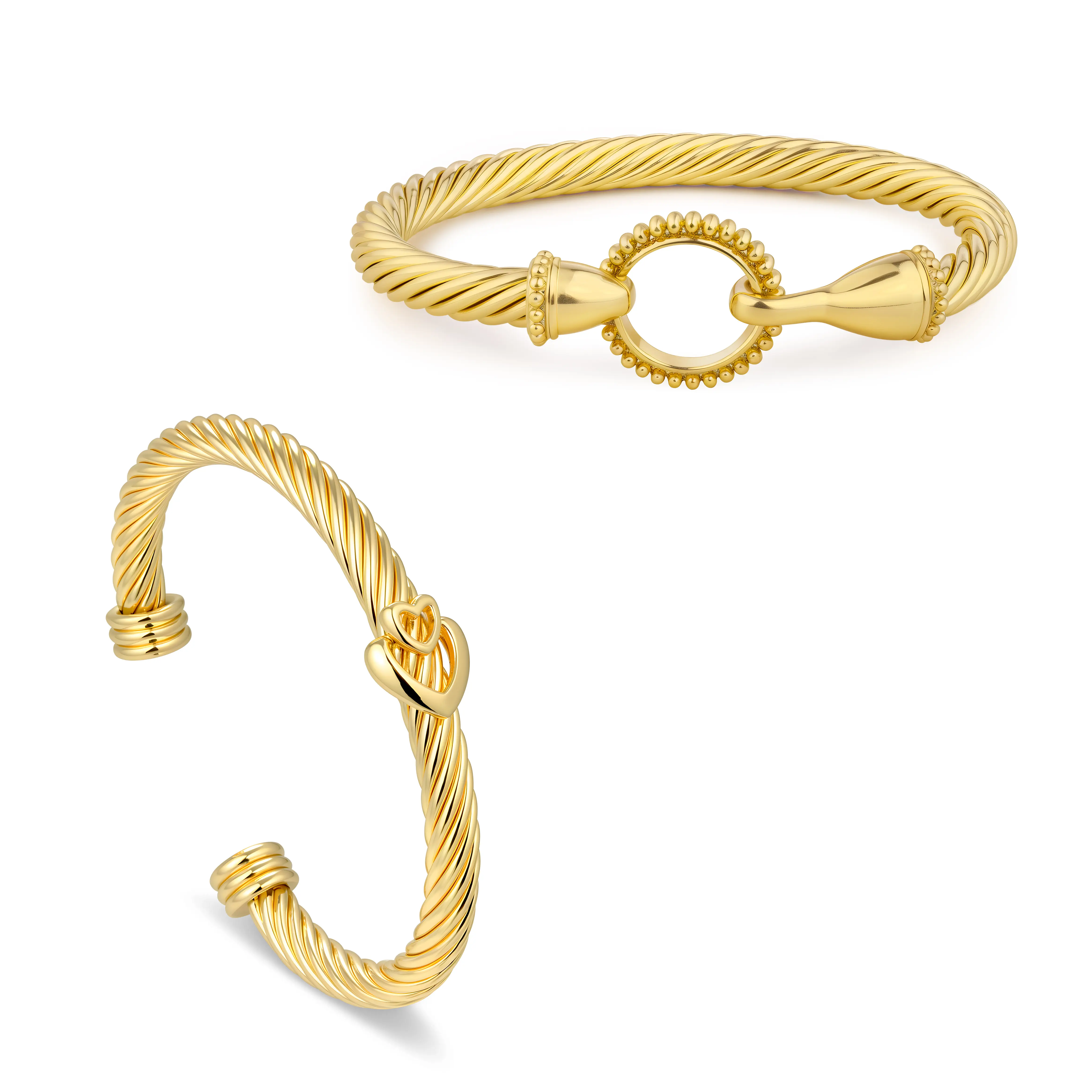 Aprilery Charm Jewelry Set – Shiny Cable Bangle Bracelets & Chain Bracelet for Women, Minimalist Jewelry Gift Options