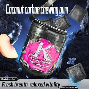 Black Coconut Charcoal Gum | Activated Carbon Detox | Ice Mint Breath Fresher | Kiss-Ready Chewing Gum