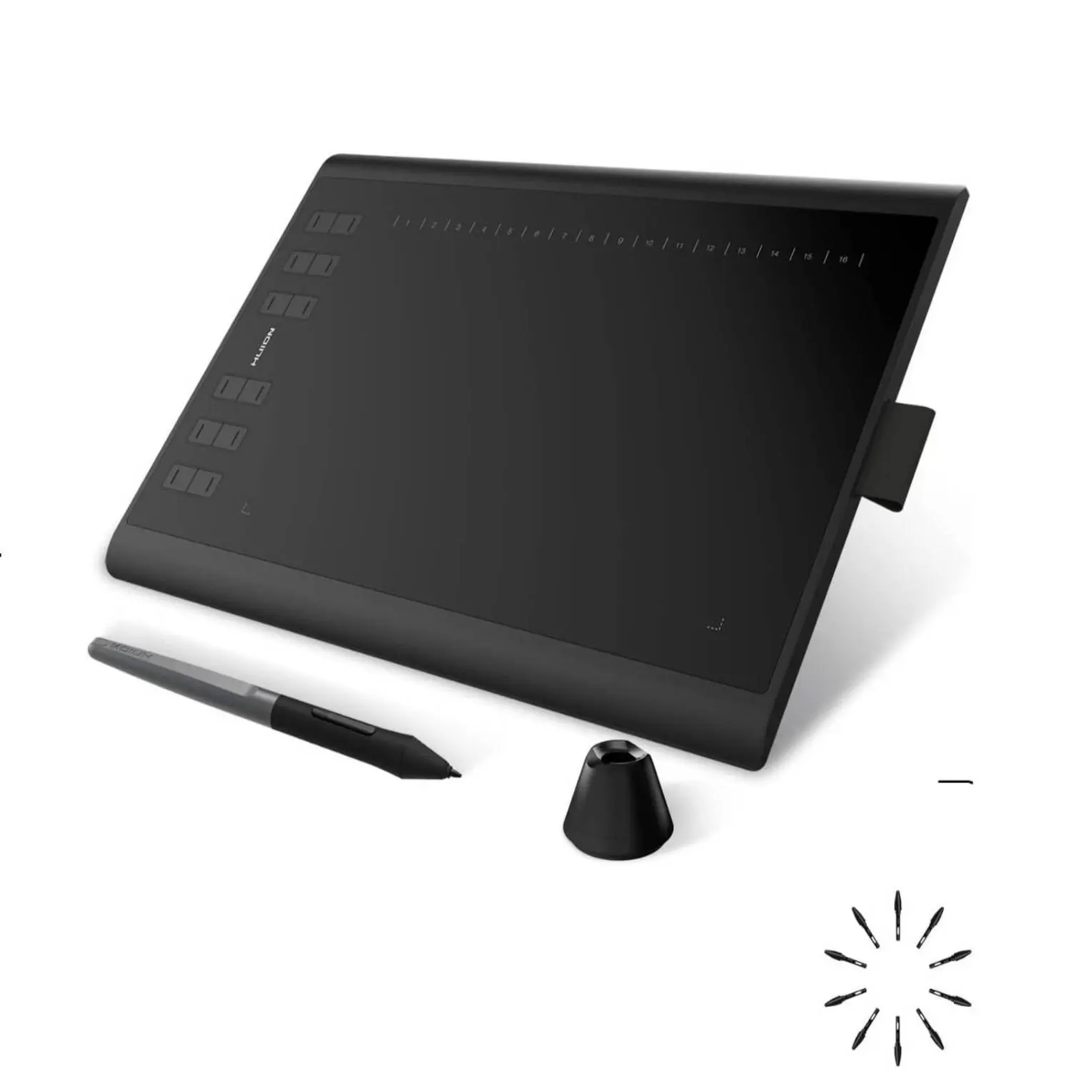 HUION H1060P Digital Drawing Pad - Slim Wireless Graphics Tablet with Battery-Free Stylus, 10x6.25in, 8192 Pressure Sensitivity, Tilt Support, 12 Press Keys, USB/OTG, Multi-Platform for Mac, Windows PC