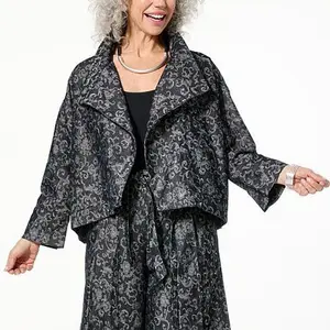 MarlaWynne WynneCollection Metallic Denim Jacquard Jacket