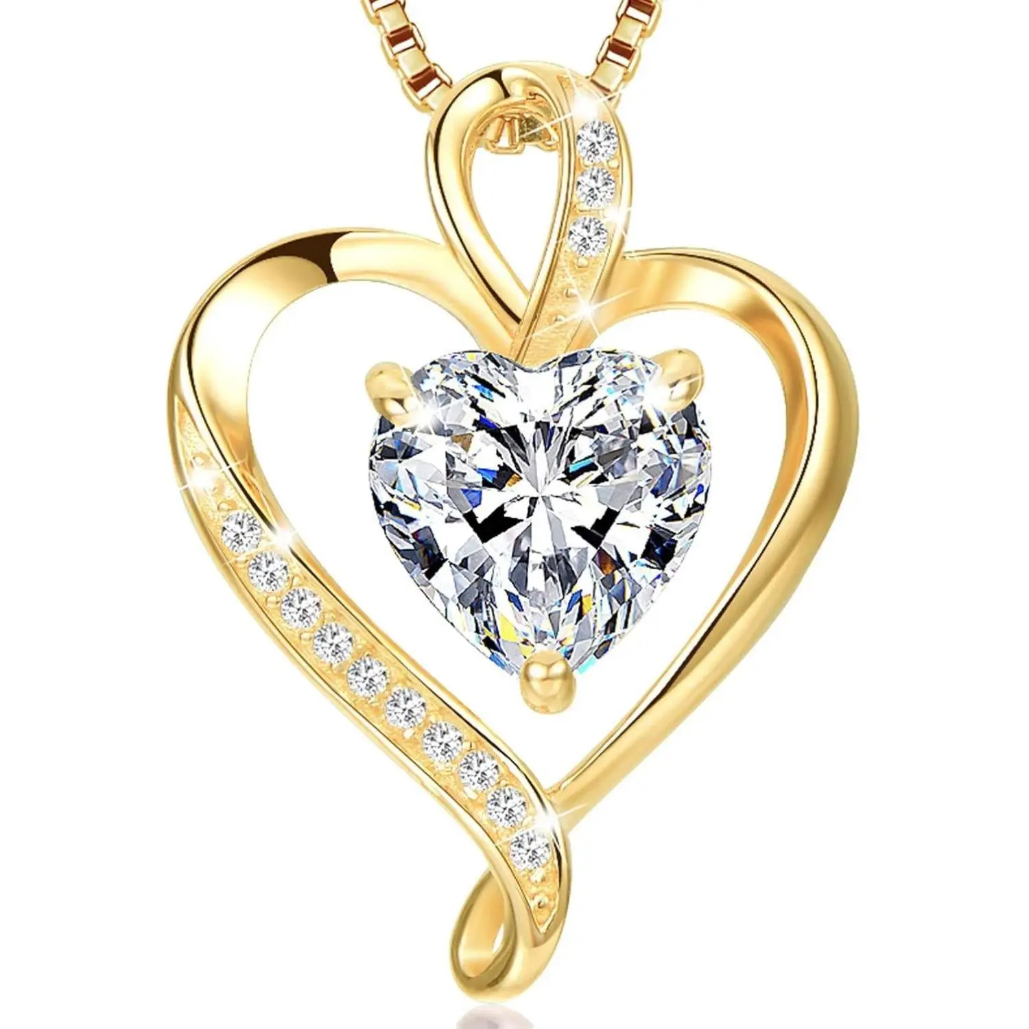 Elegant Heart Pendant Necklace + Free Gift. Perfect gift for Wedding Engagement  Bride Anniversary Birthday Christmas