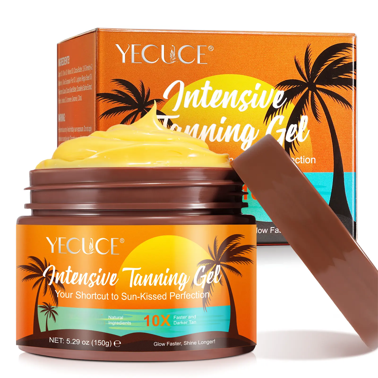Yecuce Intensive Tanning Gel, 10X Faster to Darker Tan, Summer Tanning Cream, Shine Longer Skincare Moisturizer, Body Care Moisturizing Cosmetic Glow Tanner