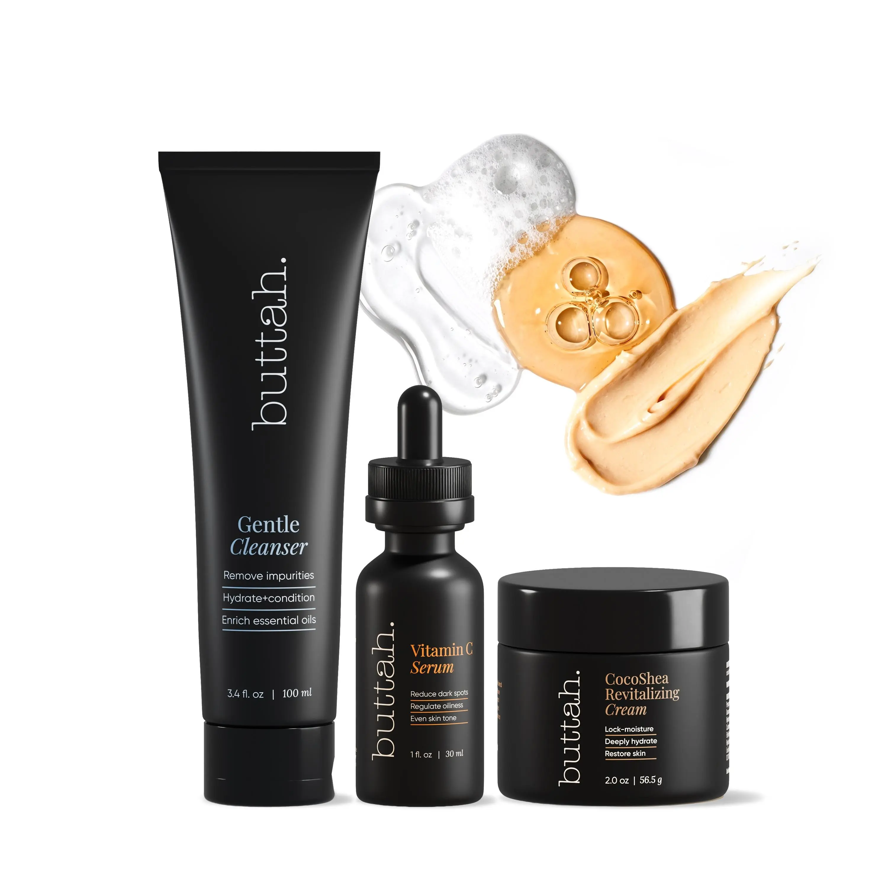 3-Step Vitamin C Dark Spot Skincare Set - Gel Cleanser, 15% Vitamin C Serum & Moisturizer for Hydrated, Flawless & Radiant Skin Flower Gentle