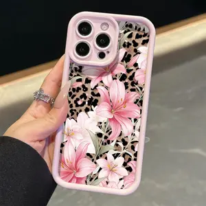 High Bamboo Case, Sweet Floral Flower Leopard Print Tpu Protective Anti-Drop Full Cover, Valentine's Day Gift for Girlfriend, Compatible with iPhone Models