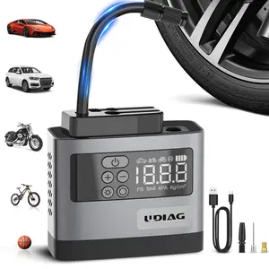 UDIAG New Tire Inflator Portable Air Compressor DC 7.4V with LED Display 150PSI Gauge for Car Tires Motorcycles Bikes Balls Safe Reliable Compact Design