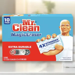 Mr. Clean Extra Durable Scrub Magic Eraser Sponges 10ct - Magic Eraser Sponges, 10ct, for Tough Stains, Durable, Multi-Surface, Kitchen Essentials, Value Pack