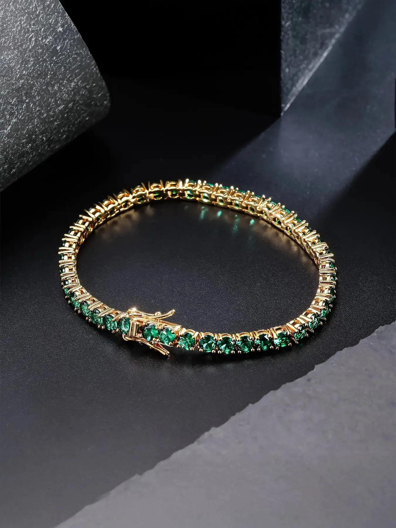 1pc   green zircon Jewelry Bracelet, hip-hop style, suitable for daily wear, gift, 4mm single-row tennis chain