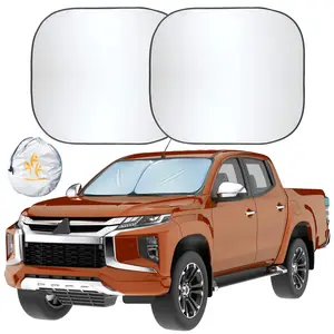 EcoNour 2-Piece Set Truck Windshield Sun Shade - 32.5"x36" Large Fit, Premium UV Blocking, Heat Reduction, Horizontal-Vertical Foldable Car Interior Accessory for Comfortable Driving, Two Piece Set