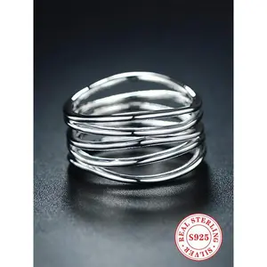 925 Sterling Silver Tiered Layered Design Stackable Rings, Fashion Accessories for Women & Girls, Trendy All-match & Exquisite Jewelry for Birthday Gift