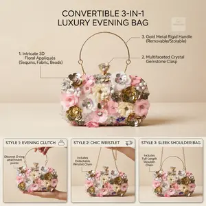 Women Clutches Flower Evening Handbag Chain Strap Shoulder Bag crossbody bags Phone Wallet Purse Durable Pouch