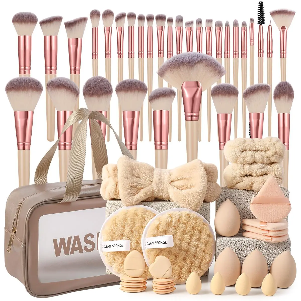 Makeup Tool Set, 58pcs/set Cosmetic Tools & Cleaning Tool Set, Multifunctional Makeup Cleansing Tool Kit for Women & Girls, Makeup Brush Combo Set, Cosmetic, Makeup Brush Set, Cosmetics Brush Set, Makeup Brushes Kit