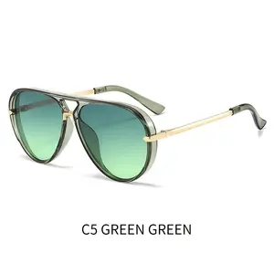 New European and American fashion sunglasses, versatile trendy influencer style, large frame aviator glasses, retro fluorescent green sunglasses Polarized Sport Sunglasses for Men and Women, Ideal for Driving Fishing Cycling and Running,UV Protection