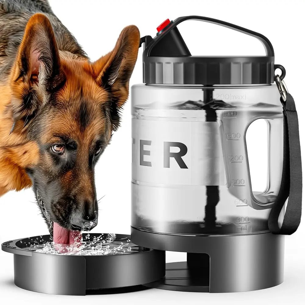2-in-1 Portable Sturdy Large Dog Drinking Water Bowl Dispenser - Feeder Travel Bowls for Camping, Hiking