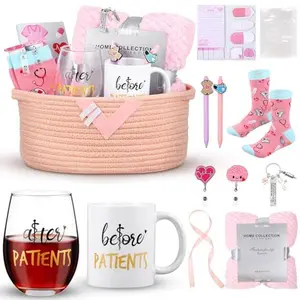 Nurse Appreciation Gifts Nurse Gifts for Women Box with Cotton Rope Coffee Mug Stemless Wine Glass Cozy Socks,Pens Nurse Appreciation Week Gift Basket for Nurse Birthday Retirement Nursing Students Teachers