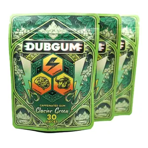 DUBGUM - Glacier Green 3 pack bundle  Spearmint Flavor, caffeine gum, L-theanine, Taurine, Vitamin B12 and B6, Energy boost