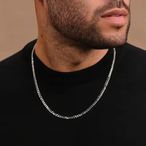 Men's Stainless Steel Cuban Link Necklace - 3.5/5mm, Silver Tone/Black/14K Gold Plated, 18/20/22/24/26in, Casual Men's Jewelry, Necklace Gift, Birthday Gifts for Him, Fashion Accessories