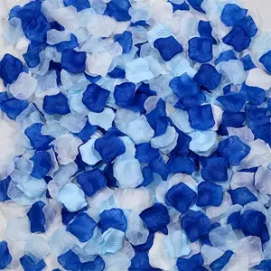 900pcs Blue & White Artificial Rose Petals - Realistic Sheer Wedding Aisle Decor, Reusable Scattered Petals Suitable for Weddings, Valentine's, Christmas, Easter, Mother's Day - Flower Petals