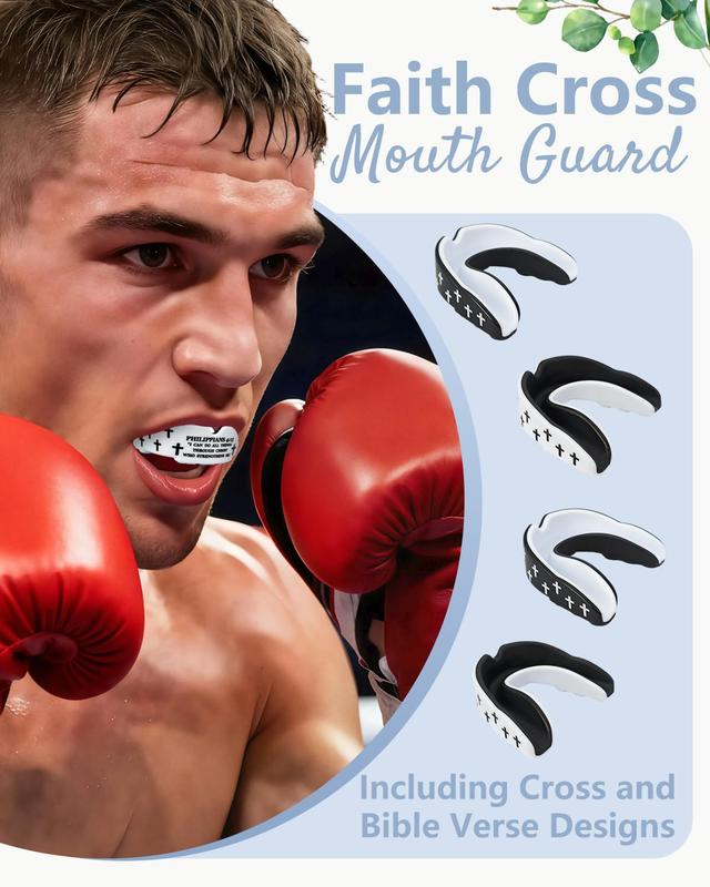 Mouth Guard - Faith Cross Mouthguard with Case, Religious Adult Mouth Guards Braces for Football Boxing Basketball Lacrosse Hockey and All Contact Sports