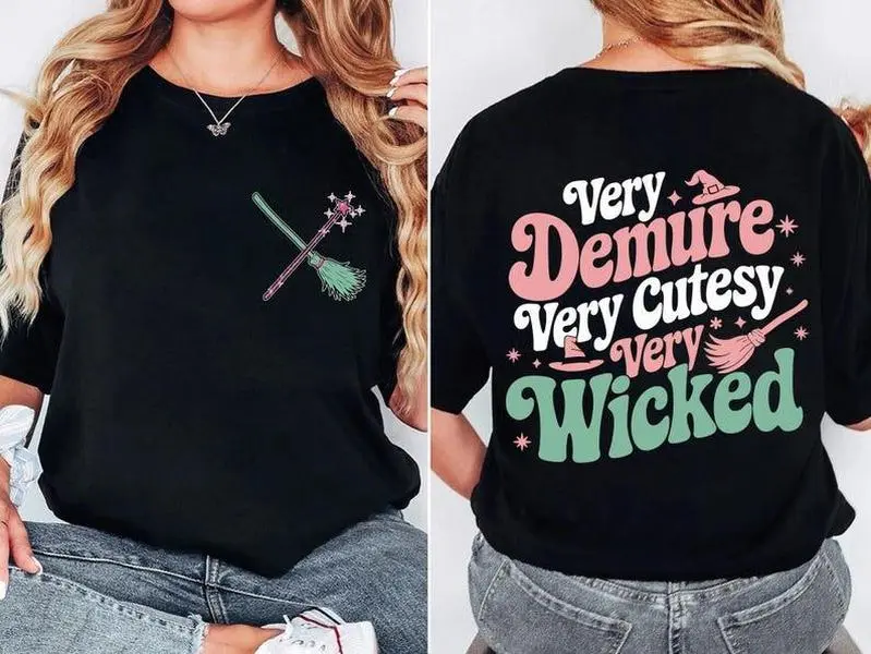 Wicked Sweatshirt, Very Demure Very Cutesy Very Wicked, Shiz University Sweatshirt, Elphaba and Glinda, Wicked the Musical, Defying Gravity
