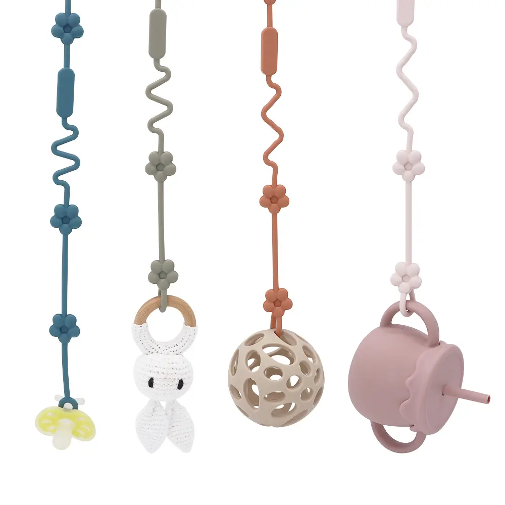 Flower Shaped Pacifier Clip Silicone Pacifier Clip, Unisex Newborn Baby Toy Lanyard, Stroller Accessory, Anti-Drop Silicon Strap