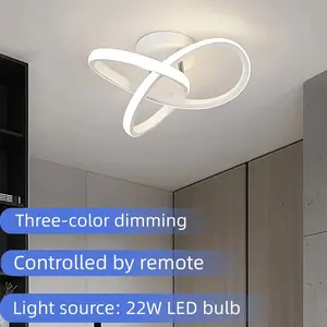 LED Ceiling Light, Black/White/Gold - 24cm - Remote Control - Three-Level Dimming - Wired Installation, Suitable for Bedrooms, Hallways, Entryways, and Offices; Minimalist Indoor Home Lighting with Cloverleaf Design