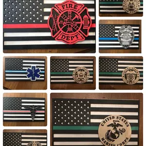 Emergency responder wooden flag or military wooden flag