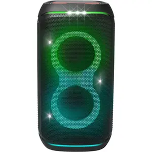 Portable 160W Wireless Bluetooth Party Speaker with Dynamic Light Show, Water-Resistant, Powerful Bass, Black