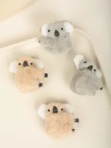 4pcs Autumn Winter Cute Plush Koala Hair Clips, Sweet Forehead Bangs Side Fringe Hair Accessories, Daily and Casual Party Headwear