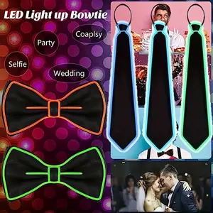 Unique And Creative LED Light-up Tie For Men - Perfect Casual Wear, Performances, Parties, Gatherings, Nightclubs To Enhance The Atmosphere Of Disco Parties (Batteries Not Included)  Wedding