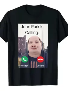John Pork Is Calling Meme T-Shirt - Viral TikTok Pigman Call Screen Graphic Tee