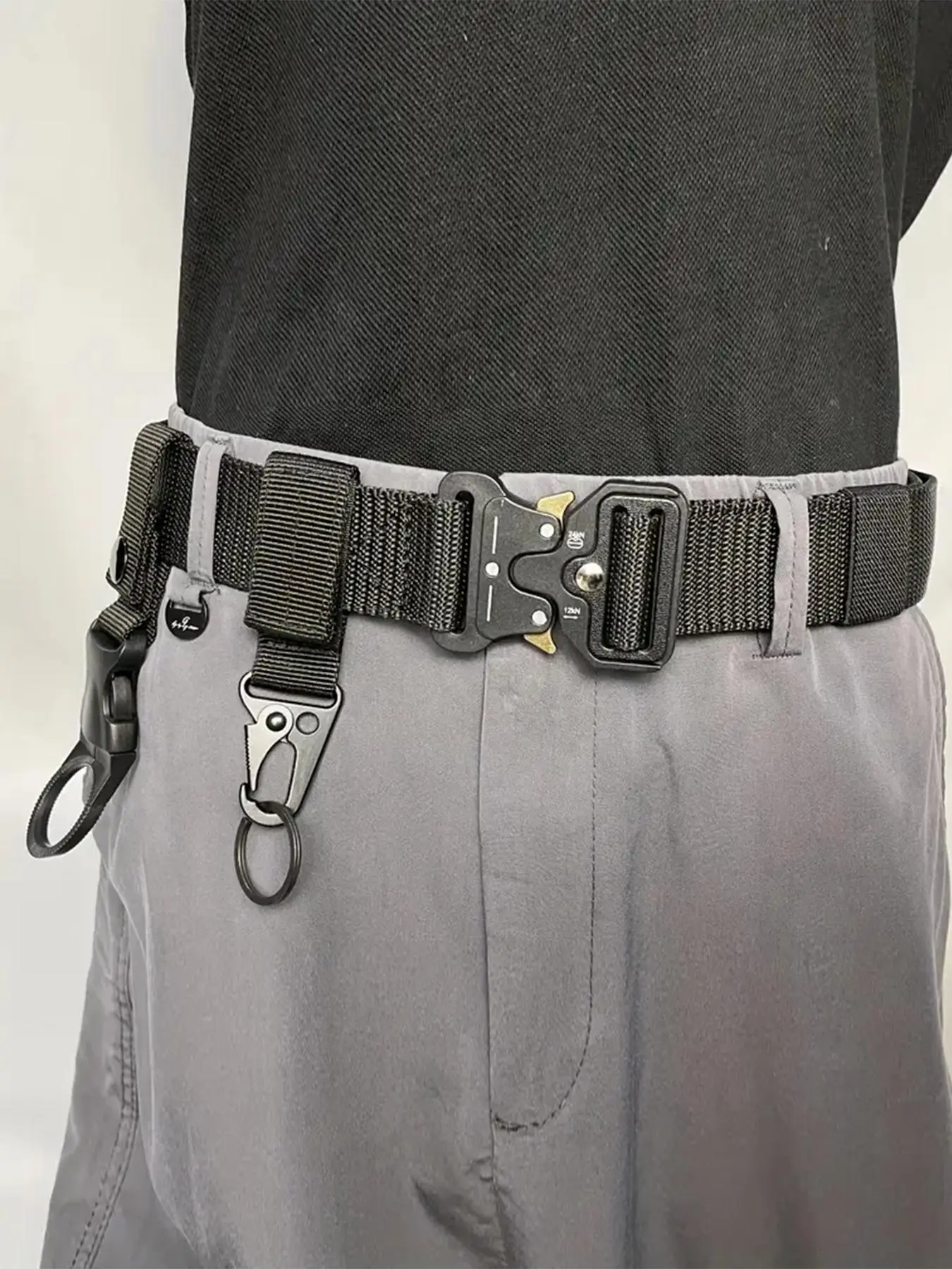 Men's Outdoor Belt with Clips, Adjustable Ratchet Belt, Ratchet Nylon Belts, Durable Nylon Belt with Plastic Buckle, Multifunctional Belt for Men Training Sports Outdoor Activities Daily Life